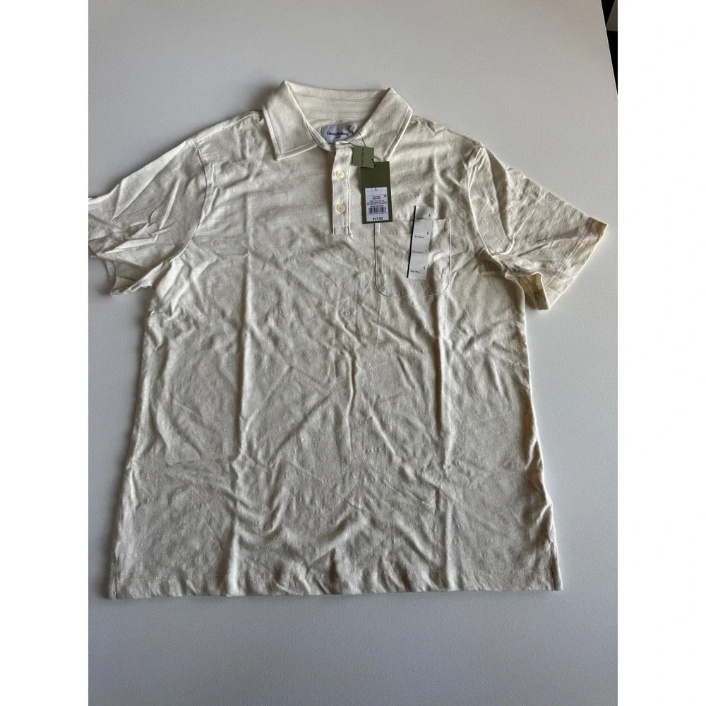 Goodfellow & Co.‎ Polo Shirt No Roll Collar Short Sleeve Casual Beige L